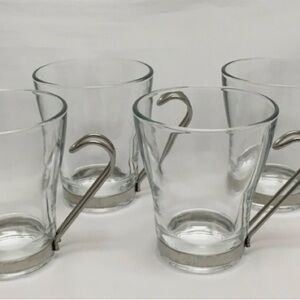 Elegant Glass Tea Cups with Silver Holders